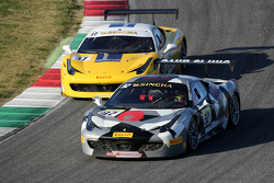 #32 StileF Squadra Corse Ferrari 458: Andreas Segler fighting position with #37 Scuderia Praha Ferrari 458: Jan Danis