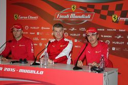 Conferenza stampa Finali Mondiali Ferrari: da sinistra a destra, Gianmaria Bruni, AF Corse, Antonello Coletta, Direttore per le competizioni GT e Corse Clienti e Andrea Bertolini, SMP Racing