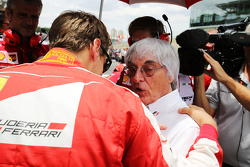 Sebastian Vettel, Ferrari with Bernie Ecclestone, on the grid