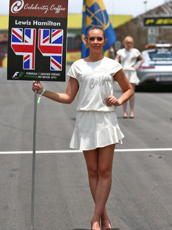 Grid girl for Lewis Hamilton, Mercedes AMG F1
