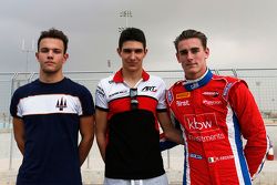 Le deuxième Luca Ghiotto, Trident, le poleman Esteban Ocon, ART Grand Prix et le troisième Kevin Ceccon, Arden International