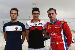 Le deuxième Luca Ghiotto, Trident, le poleman Esteban Ocon, ART Grand Prix et le troisième Kevin Ceccon, Arden International