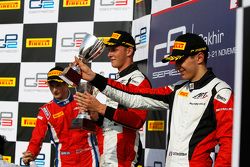 Race 1 Podium: second place Emil Bernstorff, Arden International and winner Marvin Kirchhofer, ART Grand Prix and third place Esteban Ocon, ART Grand Prix