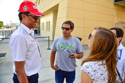 Juan Pablo Montoya? with J. Anand, Head of operations of Team MRF