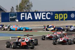 Luca Ghiotto, Trident leads Alfonso Celis Jr., ART Grand Prix and Esteban Ocon, ART Grand Prix