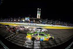 Last restart: Kyle Busch, Joe Gibbs Racing Toyota beats Brad Keselowski, Team Penske Ford for the lead