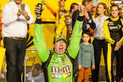 Victory lane: race winner and 2015 NASCAR Sprint Cup series champion Kyle Busch, Joe Gibbs Racing Toyota celebrates