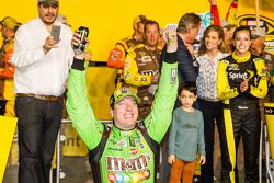 Victory lane: race winner and 2015 NASCAR Sprint Cup series champion Kyle Busch, Joe Gibbs Racing Toyota celebrates