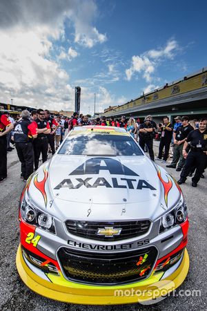 Car of Jeff Gordon, Hendrick Motorsports Chevrolet in the technical inspection line