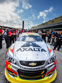 Car of Jeff Gordon, Hendrick Motorsports Chevrolet in the technical inspection line