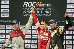 Winner Sebastian Vettel, second place Tom Kristensen, third place Petter Solberg