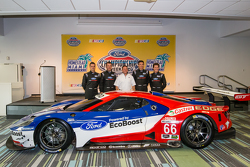 Chip Ganassi Racing Ford GTLM drivers for IMSA and Le Mans: Dirk Müller, Joey Hand, Richard Westbrook and Ryan Briscoe with Dave Pericak from Ford