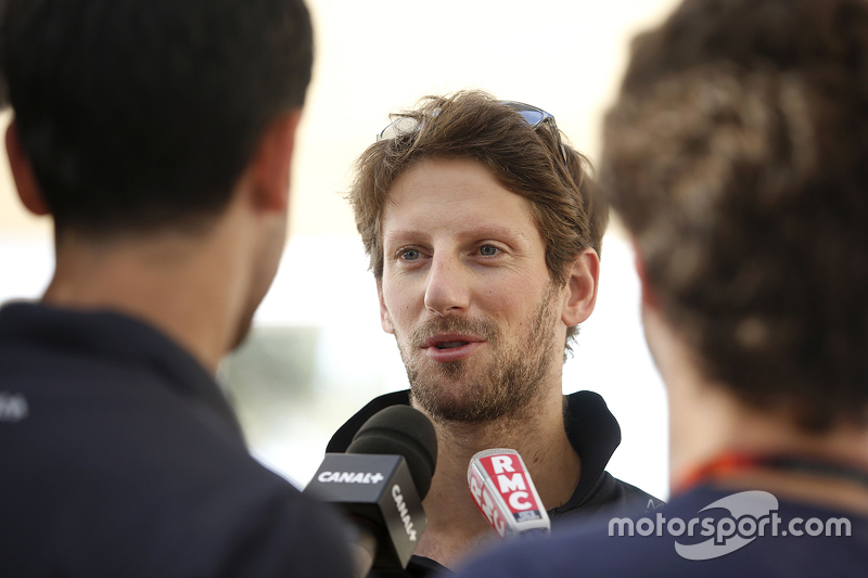 Romain Grosjean, Lotus F1 Team with the media