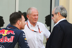 Christian Horner, Red Bull Racing teambaas Dr Helmut Marko, Red Bull Motorsport Consultant en Jerome