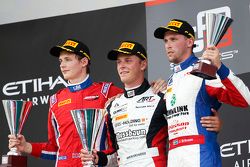 Race 1 Podium: second place Emil Bernstorff, Arden International and winner Marvin Kirchhofer, ART G