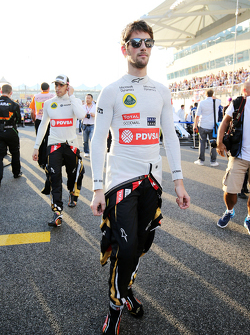 Romain Grosjean, Lotus F1 Team sulla griglia di partenza