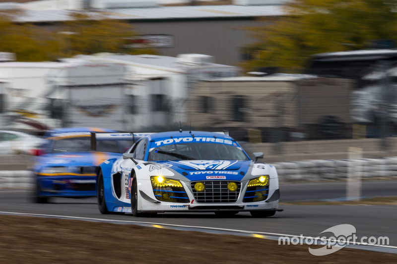 #45 Flying Lizard Motorsports, Audi R8 LMS: Darren Law, Tomonobu Fujii, Johannes van Overbeek, Guy C