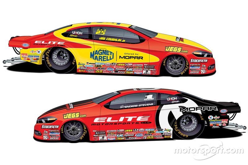 Elite Motorsports' MOPAR Dodge Dart Pro Stocks of Erica Enders-Stevens and Jeg Coughlin Jr.
