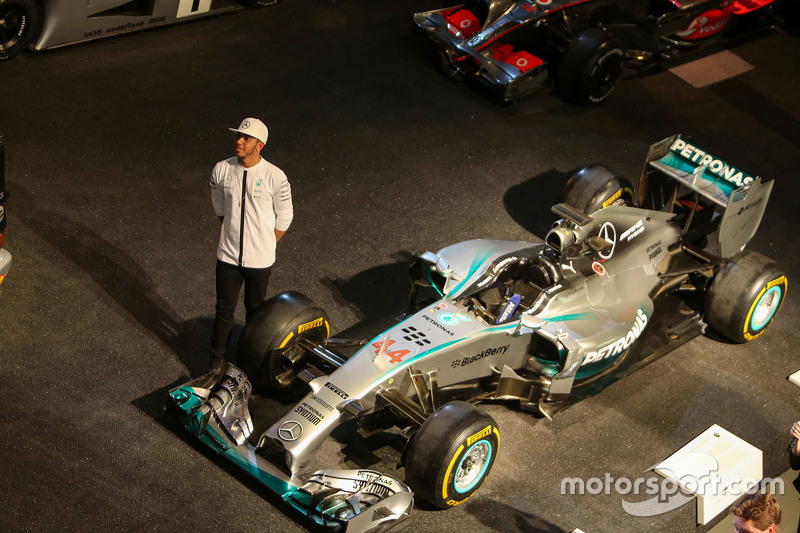 Lewis Hamilton with his title-winning Mercedes