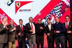 Piero Ferrari, Vice Presidente Ferrari, Amedeo Felisa A.D. Ferrai, Kimi Raikkonen, Maurizio Arrivabene, Team Principal Scuderia Ferrari, Sergio Marchionne, Presidente Ferrari y CEO de Fiat Chrysler Automobiles, Sebastian Vettel y Esteban Gutiérrez