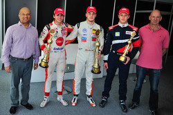 Winner Alessio Picariello, second place Pietro Fittipaldi, third place Nikita Troitskiy and Adrian Newey