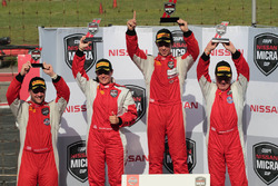 Podium: race winner Olivier Bédard, second place Valérie Limoges, third place Jacques Bélanger and Olivier Pelletier