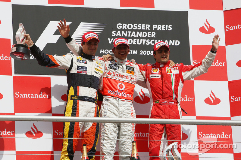 4- GP de Alemania 2008 (24 años, 7 meses y 1 día): 3º Felipe Massa, 2º Nelsinho Piquet, 1º Lewis Hamilton