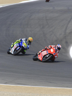Valentino Rossi leads Casey Stoner