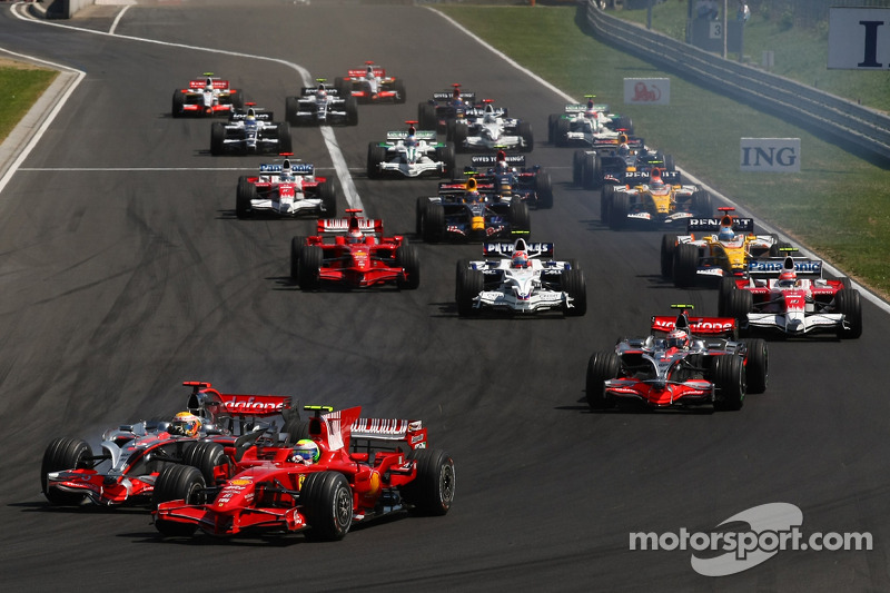 Start, Lewis Hamilton, McLaren Mercedes, MP4-23 ve Felipe Massa, Scuderia Ferrari, F2008