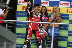 Noriyuki Haga on the podium