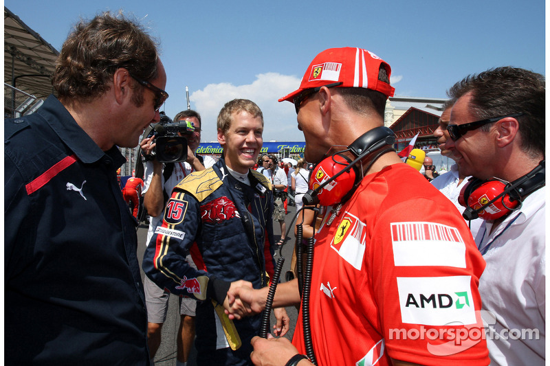 Michael Schumacher, Test Driver, Scuderia Ferrari and Sebastian Vettel, Scuderia Toro Rosso