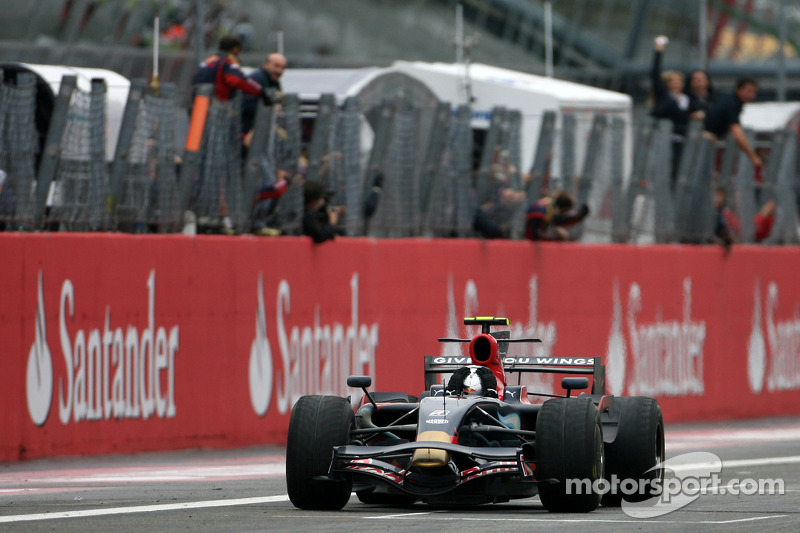 Race winner Sebastian Vettel celebrates