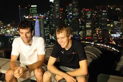 Mark Webber et Sebastian Vettel sur le Heli Port du Swiss Hotel