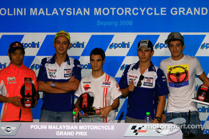 Post-qualifying press conference: pole winner Dani Pedrosa, second place Valentino Rossi, third place Jorge Lorenzo, 250cc pole winner Hiroshi Aoyama and 125cc pole winner Andrea Iannone