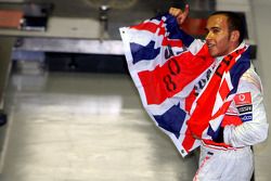 2008 World Champion Lewis Hamilton celebrates