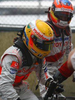 2008 World Champion Lewis Hamilton and Timo Glock