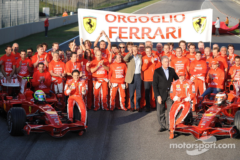 Felipe Massa, Kimi Raikkonen, Marc Gene, Luca Badoer, Luca di Montezemolo, Piero Ferrari, Stefano Do