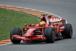 Valentino Rossi tests the Ferrari F2008