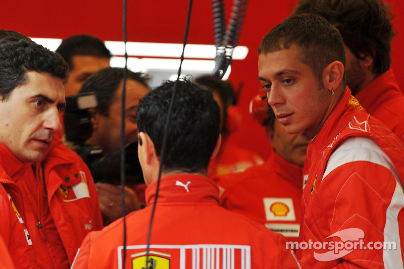 Valentino Rossi lors des tests de la Ferrari F2008 au Mugello, en 2008