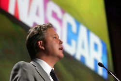 NASCAR Chairman and CEO Brian France addresses the 2008 NASCAR NMPA Myers Brothers Media Luncheon at Cipriani