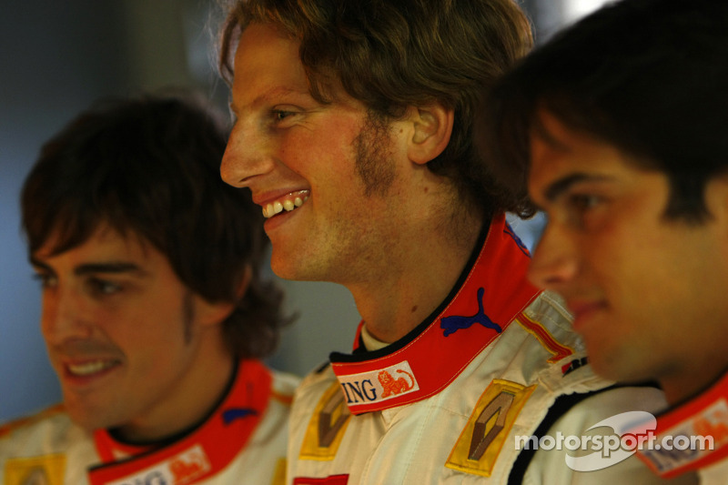 Fernando Alonso, Romain Grosjean; und Nelson A. Piquet, Renault