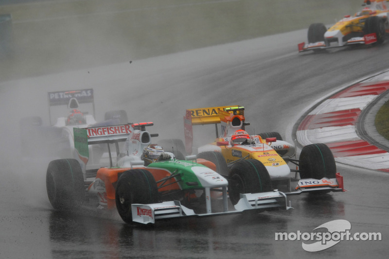 Adrian Sutil, Force India F1 Team y Nelson A. Piquet, Renault F1 Team