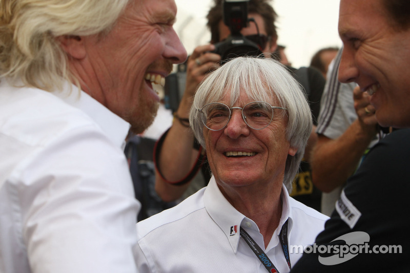 Christian Horner, directeur général de Red Bull Racing, Sir Richard Branson, CEO du Virgin Group et Bernie Ecclestone, CEO de la Formula One Management