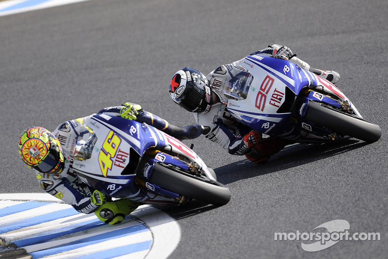 Valentino Rossi, Fiat Yamaha Team; Jorge Lorenzo, Fiat Yamaha Team