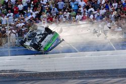 Carl Edwards, Roush Fenway Racing Ford, goes flying up the track on the last lap