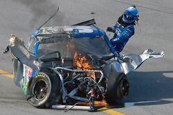 Carl Edwards, Roush Fenway Racing Ford, exits his car