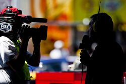 Fox Sports reporter, Matt Yocum, reports from the garage area