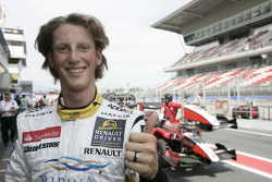 Romain Grosjean célèbre sa pole position