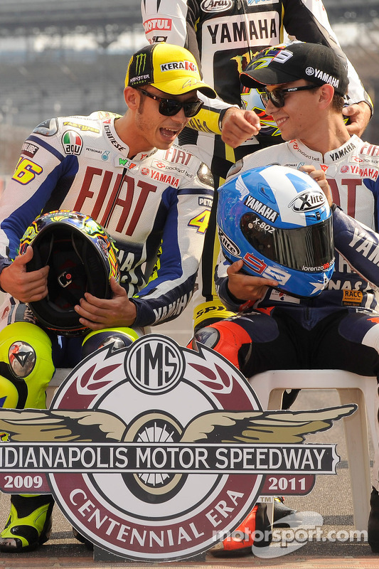 Equipo de Fiat Yamaha, Valentino Rossi y Jorge Lorenzo, Fiat Yamaha Team en el Autódromo Indianapoli