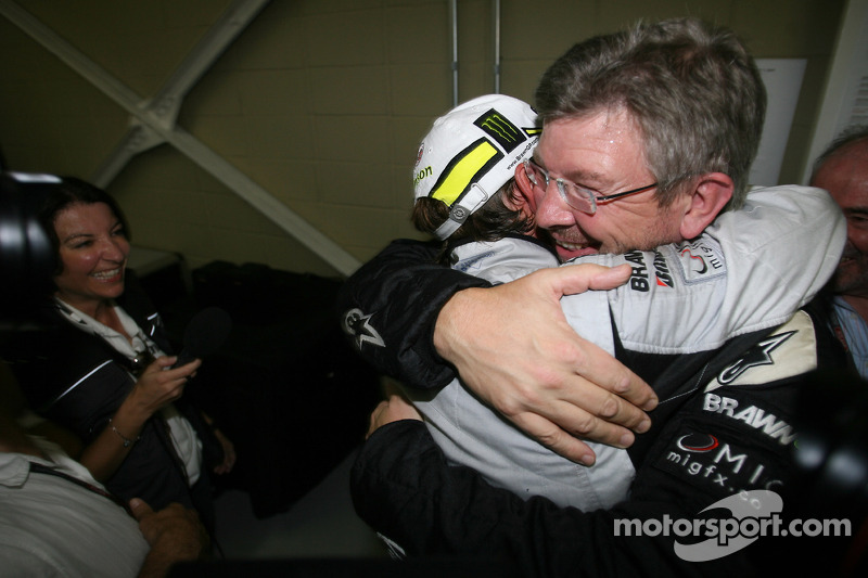 Jenson Button, Brawn GP, and team principal Ross Brawn